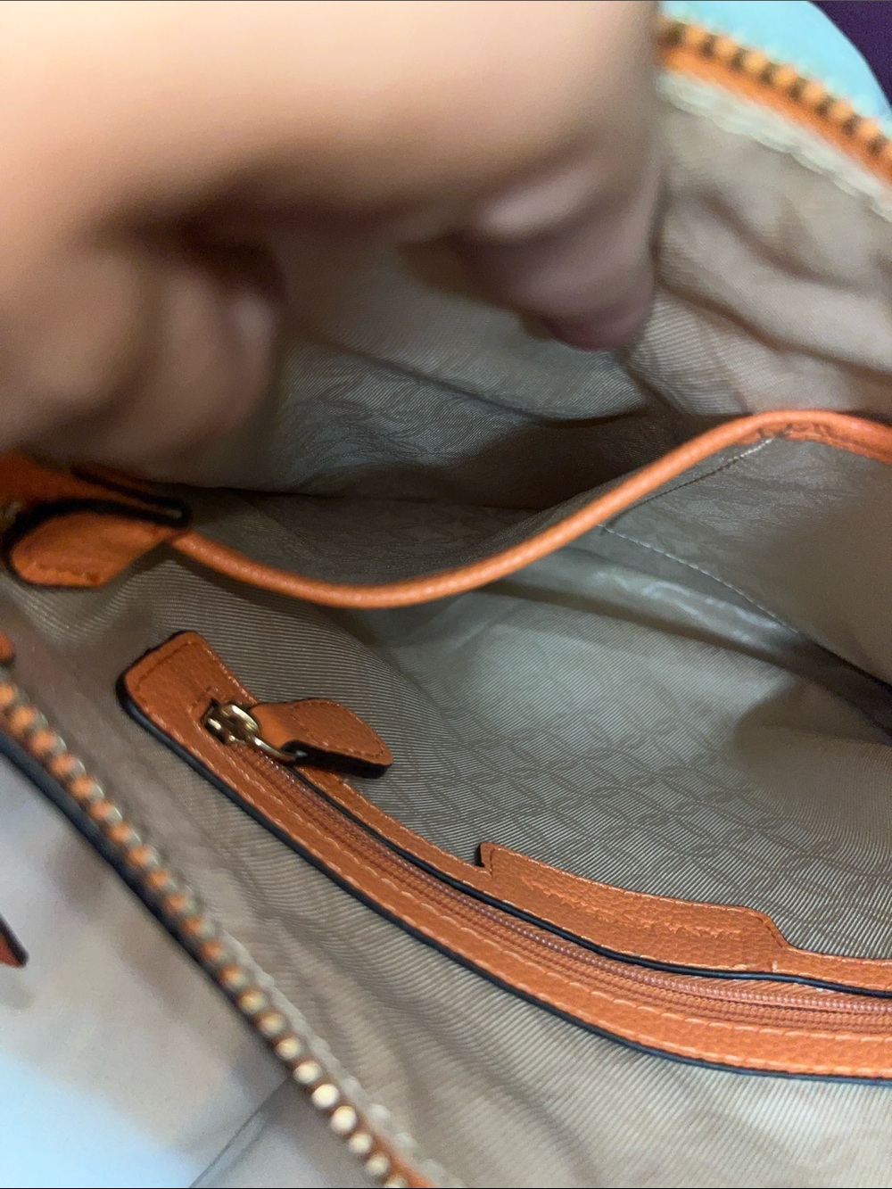 Dana Buchman Bright Orange Pebbled Leather Crossbody - Picture 7 of 12